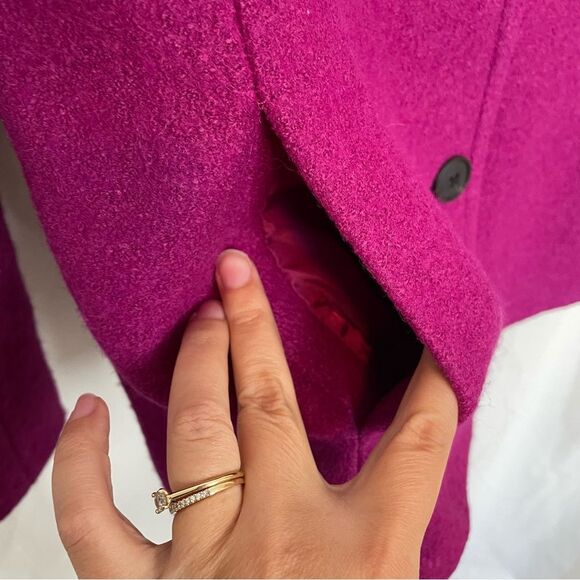 NWT Lands' End Fuchsia boiled wool button‎ short jacket Women's 4P - Picture 5 of 6